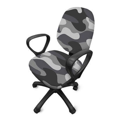 Grey And White Camouflage Print Office Chair Cover