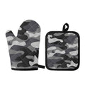 Grey And White Camouflage Print Oven Mitt And Pot Holder Set