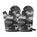 Grey And White Camouflage Print Oven Mitts