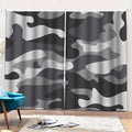 Grey And White Camouflage Print Pencil Pleat Curtains