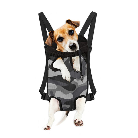 Grey And White Camouflage Print Pet Carrier Backpack