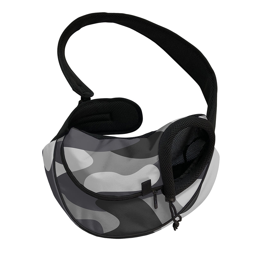 Grey And White Camouflage Print Pet Sling Carrier