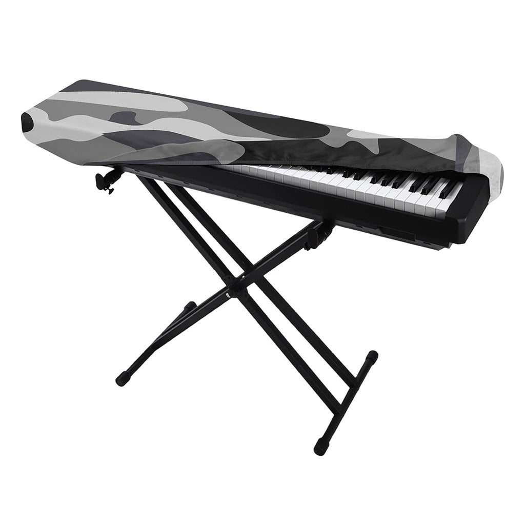 Grey And White Camouflage Print Piano Keyboard Cover