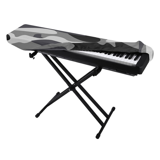 Grey And White Camouflage Print Piano Keyboard Cover