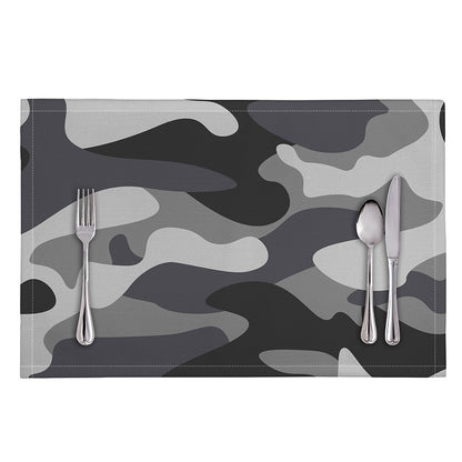 Grey And White Camouflage Print Placemat