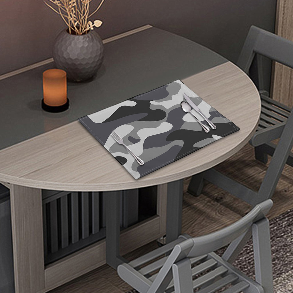 Grey And White Camouflage Print Placemat