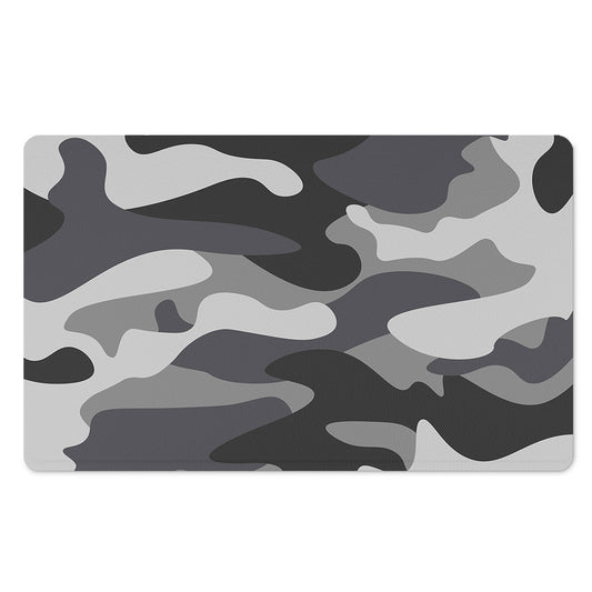 Grey And White Camouflage Print Polyester Doormat