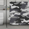 Grey And White Camouflage Print Polyester Shower Curtain