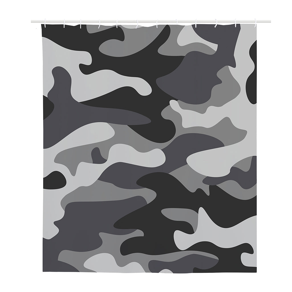 Grey And White Camouflage Print Polyester Shower Curtain