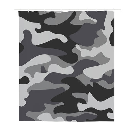 Grey And White Camouflage Print Polyester Shower Curtain
