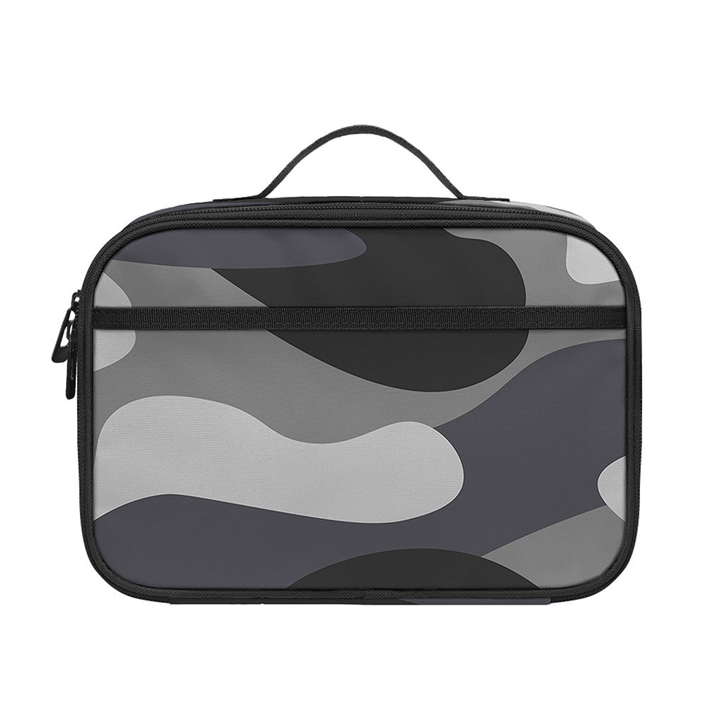 Grey And White Camouflage Print Portable Lunch Bag