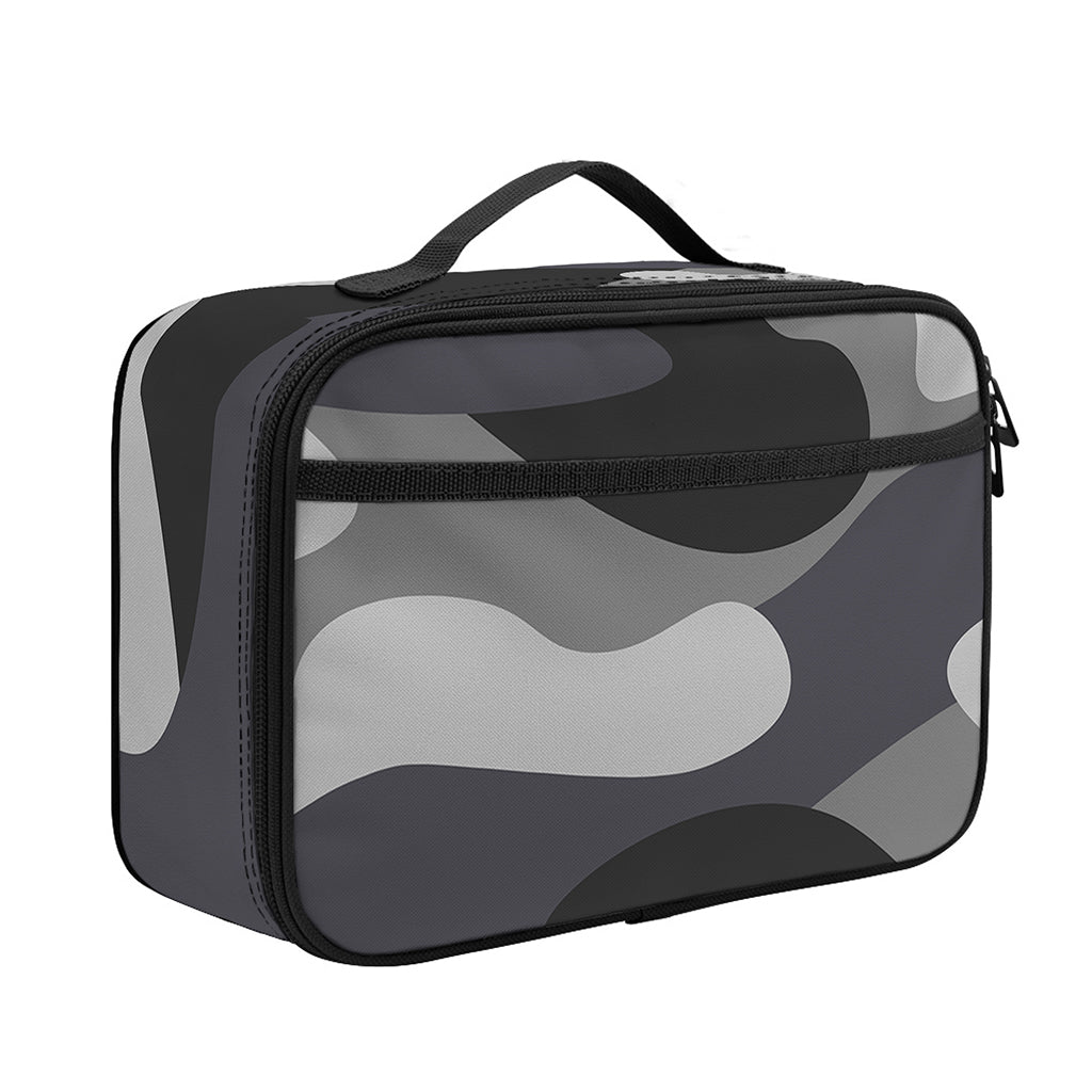 Grey And White Camouflage Print Portable Lunch Bag