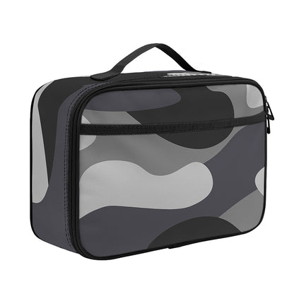 Grey And White Camouflage Print Portable Lunch Bag