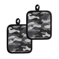 Grey And White Camouflage Print Pot Holders