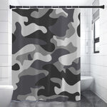 Grey And White Camouflage Print Premium Shower Curtain