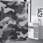 Grey And White Camouflage Print Premium Shower Curtain