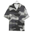 Grey And White Camouflage Print Rayon Hawaiian Shirt