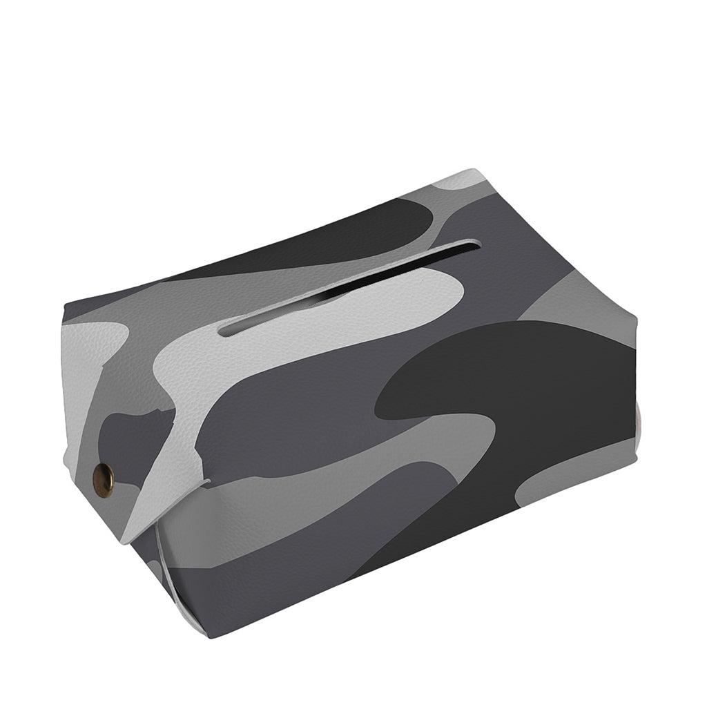 Grey And White Camouflage Print Rectangle Tissue Box Cover