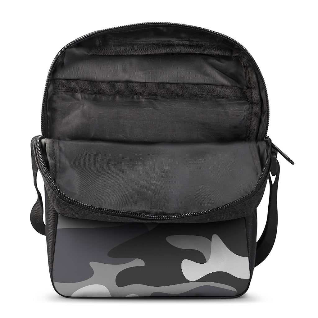 Grey And White Camouflage Print Rectangular Crossbody Bag