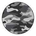 Grey And White Camouflage Print Round Floor Mat