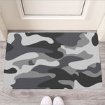 Grey And White Camouflage Print Rubber Doormat