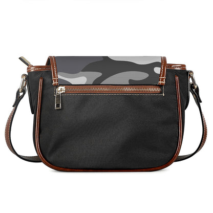 Grey And White Camouflage Print Saddle Bag