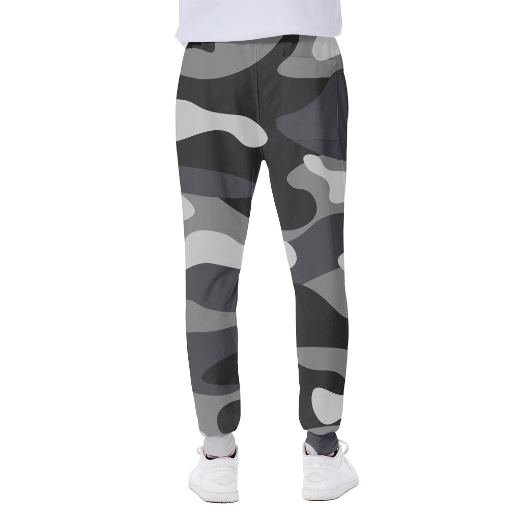 Grey And White Camouflage Print Scuba Joggers