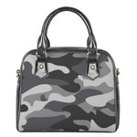 Grey And White Camouflage Print Shoulder Handbag