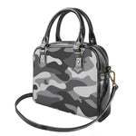 Grey And White Camouflage Print Shoulder Handbag