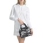 Grey And White Camouflage Print Shoulder Handbag