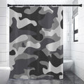 Grey And White Camouflage Print Shower Curtain