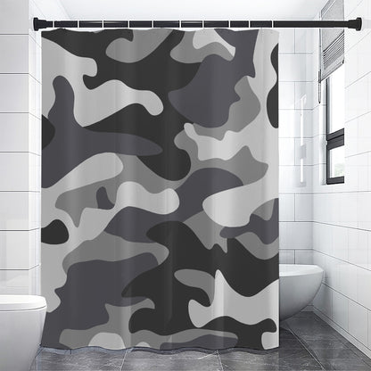 Grey And White Camouflage Print Shower Curtain