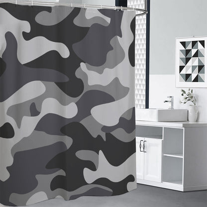 Grey And White Camouflage Print Shower Curtain