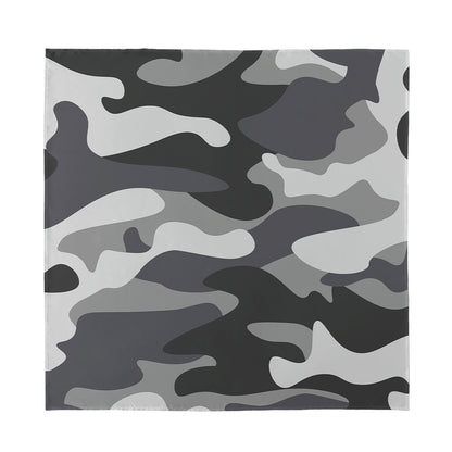 Grey And White Camouflage Print Silk Bandana