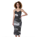 Grey And White Camouflage Print Slim Fit Midi Cami Dress