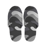 Grey And White Camouflage Print Slippers