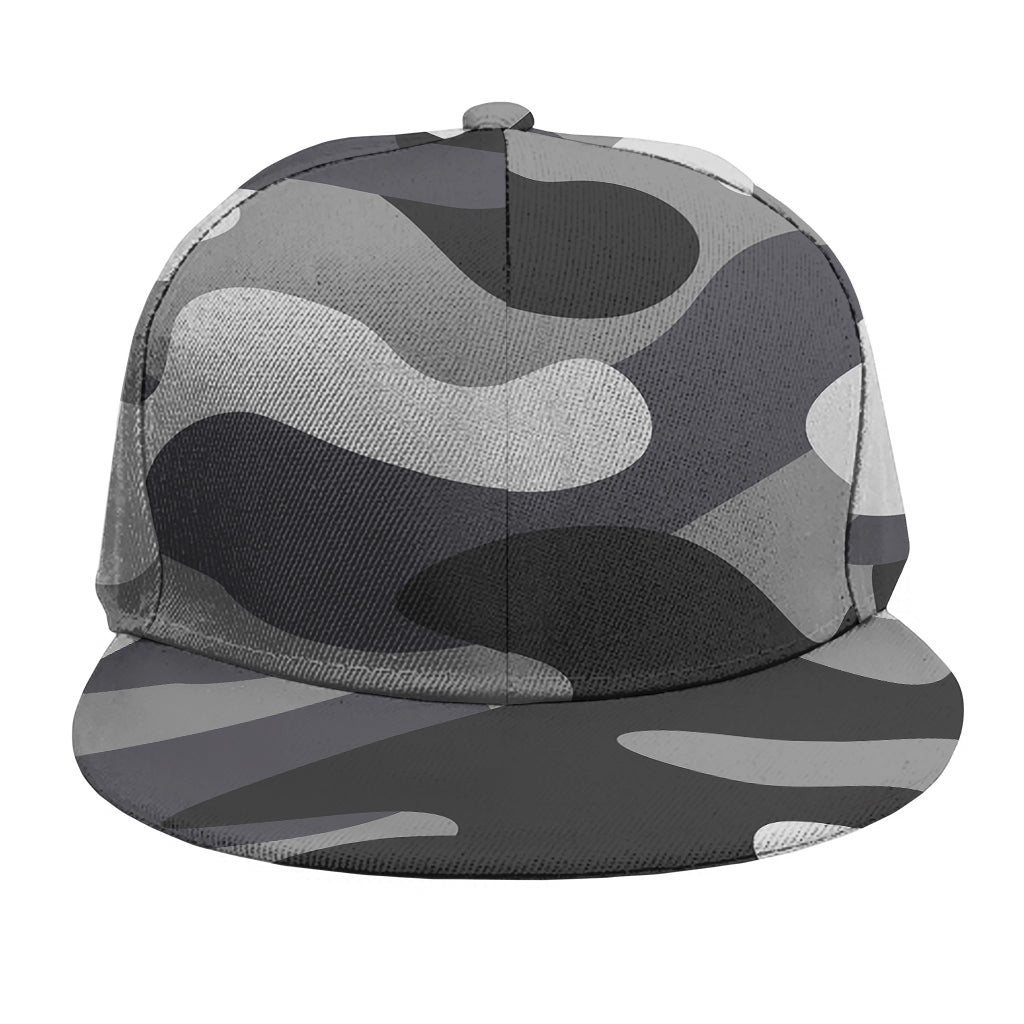 Grey And White Camouflage Print Snapback Cap