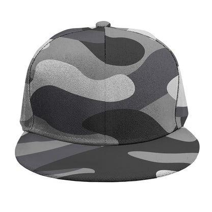 Grey And White Camouflage Print Snapback Cap