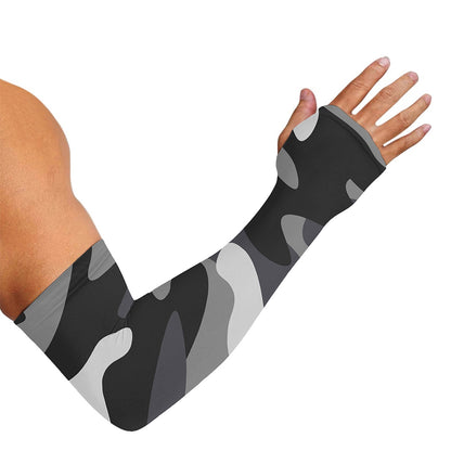 Grey And White Camouflage Print Sun Protection Arm Sleeves