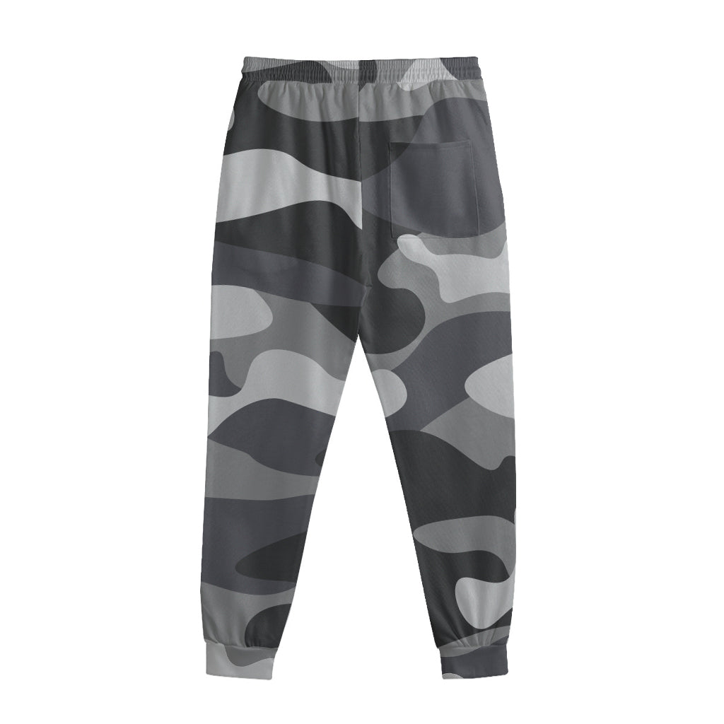 Grey And White Camouflage Print Sweatpants