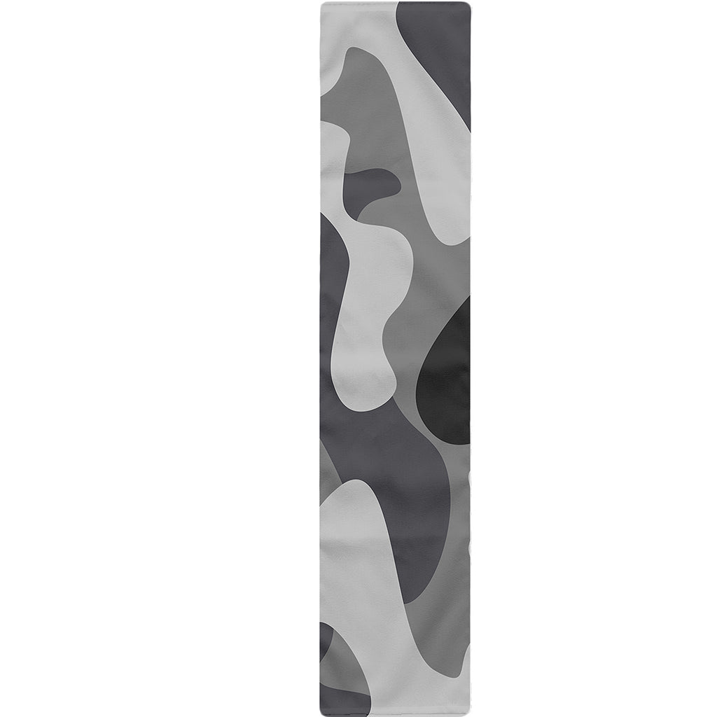 Grey And White Camouflage Print Table Runner