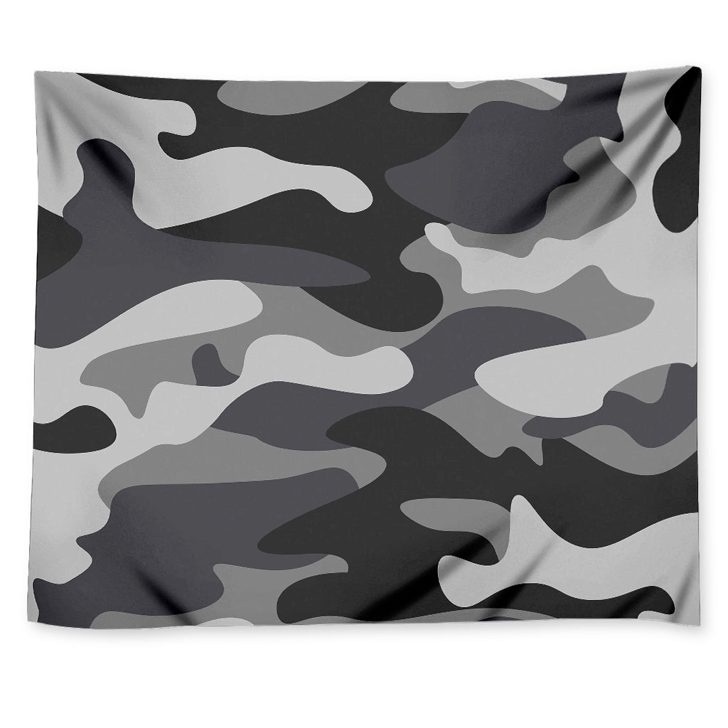 Grey And White Camouflage Print Tapestry