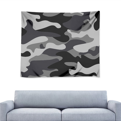Grey And White Camouflage Print Tapestry