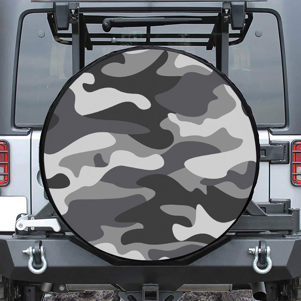 Grey And White Camouflage Print Tire Cover