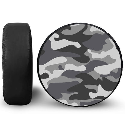Grey And White Camouflage Print Tire Cover