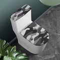 Grey And White Camouflage Print Toilet Lid And Tank Cover Set