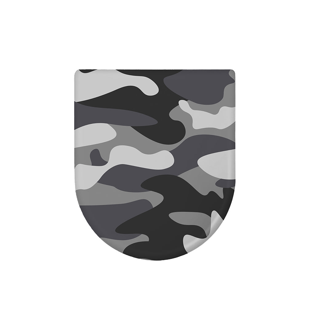 Grey And White Camouflage Print Toilet Lid Cover