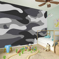 Grey And White Camouflage Print Wall Sticker