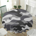 Grey And White Camouflage Print Waterproof Round Tablecloth