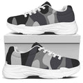 Grey And White Camouflage Print White Chunky Shoes